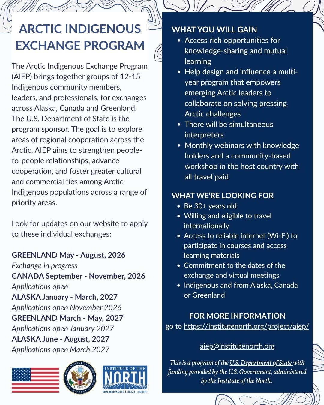 Arctic Indigenous Exchange Program flyer