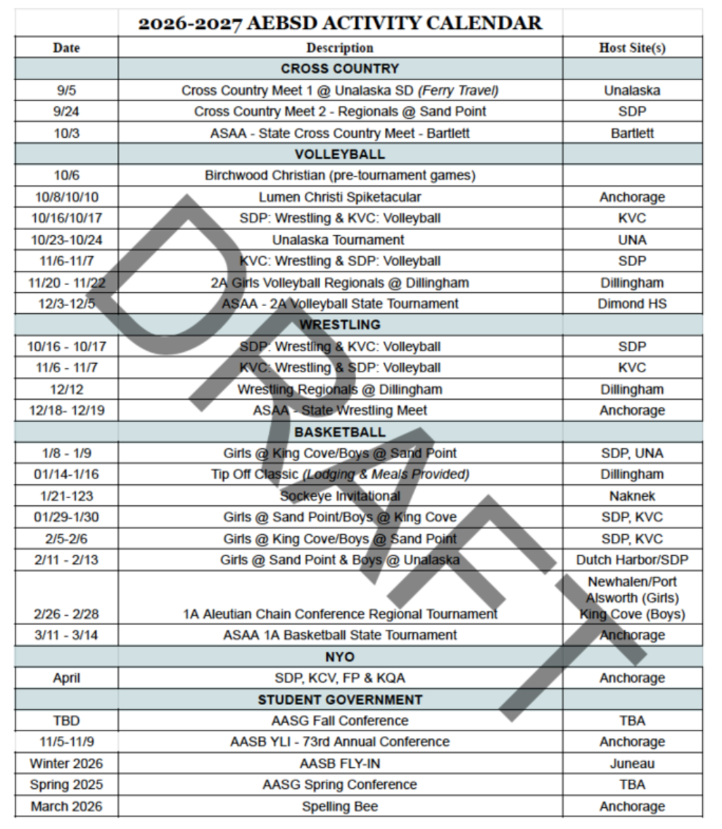 2026-2027 AEBSD Activity Calendar
